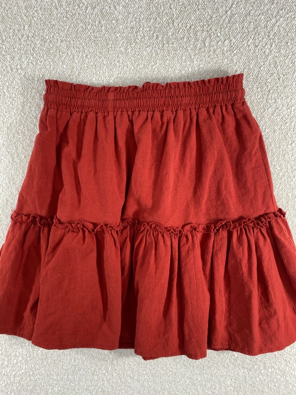 Women’s dark Red Tiered Drawstring Skirt. - Picture 6 of 15